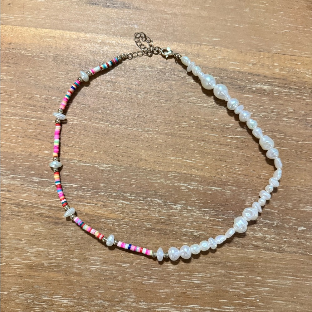 Multi-Colored Beaded & Pearl Necklace